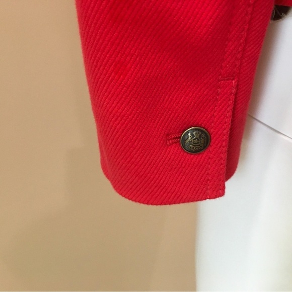 Talbots Red Jacket Military Style Cotton Blend Crest Buttons Twill size 6P - Picture 4 of 6